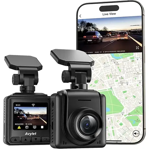 Видеорегистратор Avylet A1/ 2К / 170° / GPS / Wi-Fi / Черный