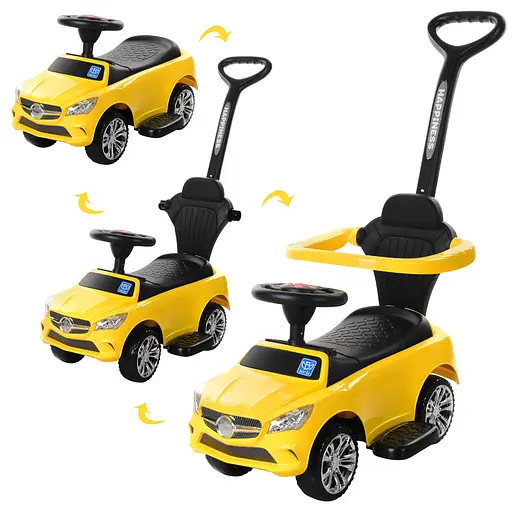 Каталка-толокар Bambi M 3503C-6 с родительской ручкой и музыкой для малыша, желтая - фото 5