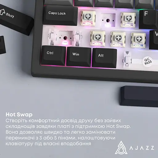 Клавіатура Ajazz AK650 Day Dream switches Gradient Black Gray (AK650-DD-BG) - фото 10
