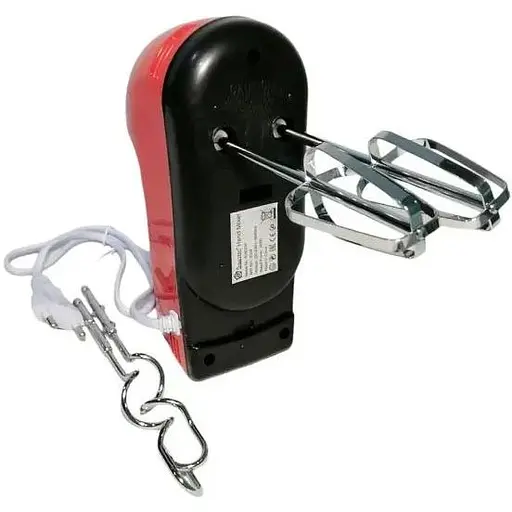 Ручний міксер Domotec R.6633R із насадками для замішування крутого тіста 260 Вт Червоний - фото 3