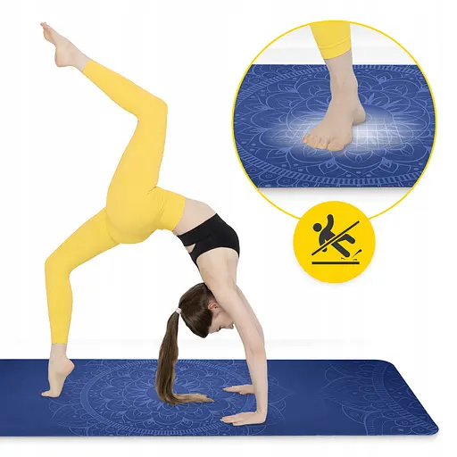 Коврик (мат) спортивный 4FIZJO замша 183 x 61 x 0.15 см для йоги и фитнеса Blue (P-5905973405713) - фото 6