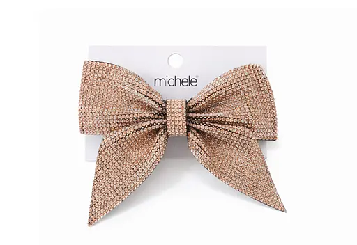 Заколка Бант с мелкими блестящими стразами металлический зажим Золотистый - фото 1