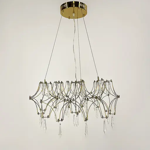 Дизайнерська невагома золота люстра із кришталем Ø 65 см | Арт. MJ203-600 Titanium | Line F - фото 11