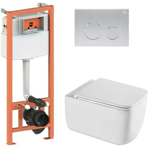 Набір Q-tap Nest 4 в 1 підвісний унітаз Gemini Ultra Quiet 530х365х373 + комплект інсталяції QT2533076EUQW46158 - фото 1