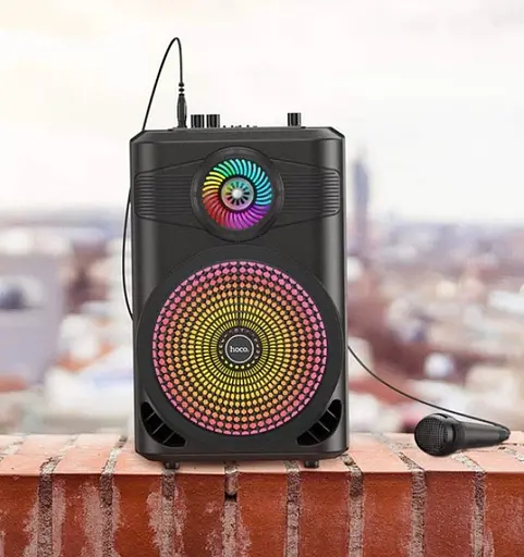 Бездротова bluetooth-колонка з мікрофоном із підсвіткою Hoco BS46 аудіоколонка блютуз з акумулятором Чорний 10 Вт - фото 6