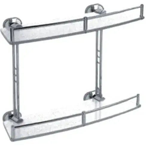 Полка стеклянная двухъярусная Haiba HB1920-2 HB0485, Хром - фото 1