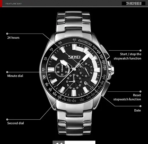 Класичний наручний годинник Skmei 9167 Чорний циферблат - фото 2