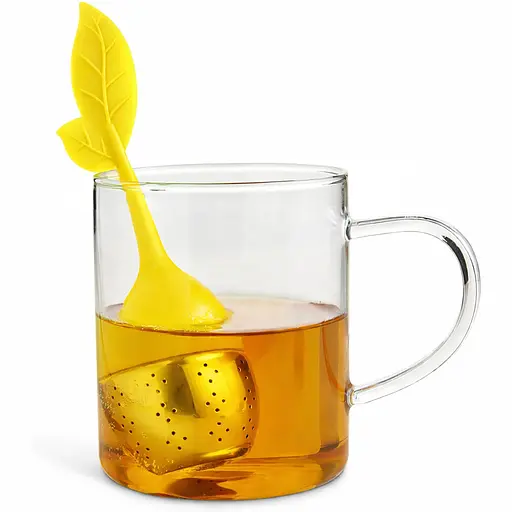 Заварник ситечко для заваривания для чая силиконовый в форме листочка Желтый 88270 - фото 1