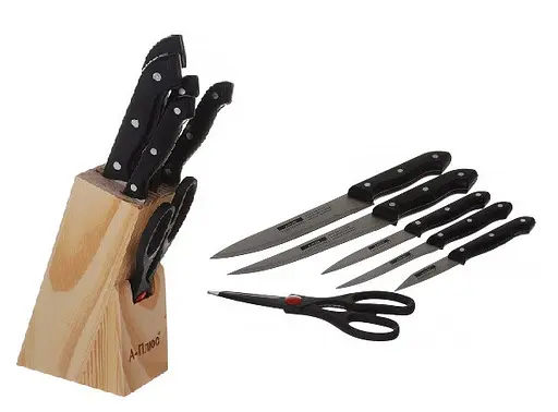 Набор ножей для кухни с подставкой А-Плюс 1001 кухонные ножи и подставки - фото 3