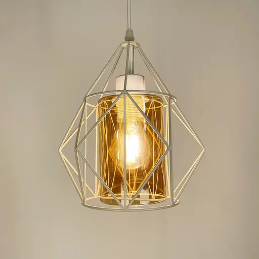 Підвіс у білому корпусі із янтарним плафоном Line.F 12652/1 WT+AM - фото 4