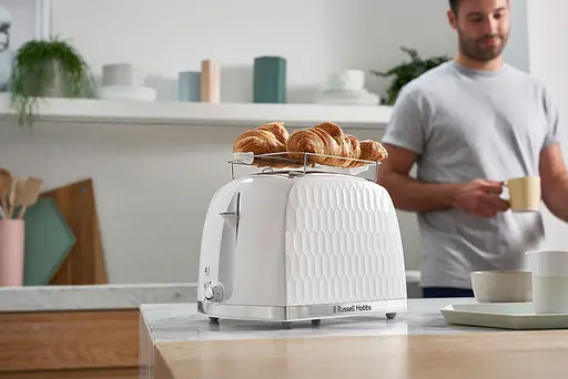 Тостер Russell Hobbs Honeycomb 850 Вт пластик широкі слоти білий - фото 5