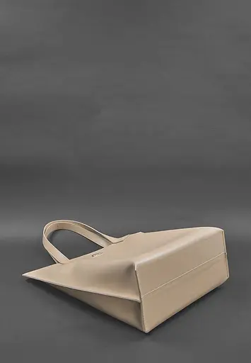 Шкіряна жіноча сумка шоппер D.D. світло-бежева краст - фото 4