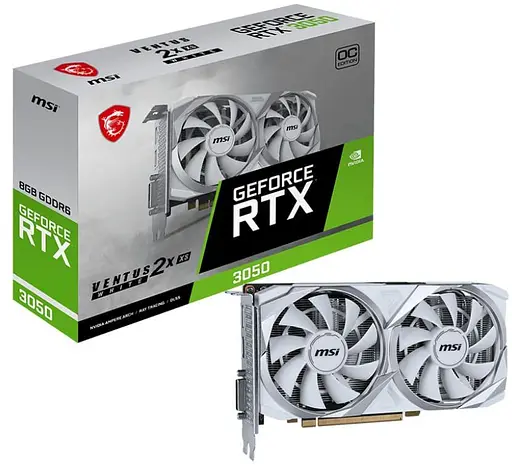 Видеокарта MSI RTX 3050 8GB VENTUS 2X XS WHITE OC (RTX 3050 VENTUS 2X XS WH 8G OC) (GDDR6, 128 bit, PCI-E v4.0 x8) - фото 5