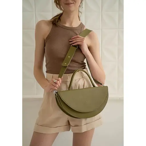 Жіноча шкіряна сумка Сhris maxi оливкова - фото 1