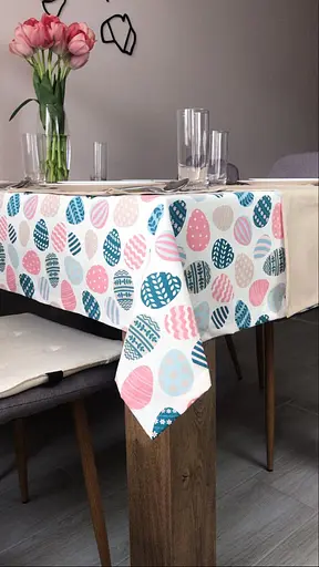 Водоотталкивающая Скатерть Пасхальная крашенка (розовая) 220х140 см (+ 4 салфетки 30х40) - фото 3
