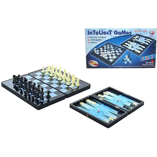 Настільна гра METR Plus шахи нарди шашки 8899 магнітні - фото 1