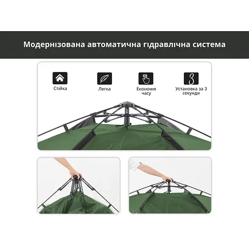 Намет Naturehike NH21ZP008 тримісний автоматичний оливково-зелений - фото 10