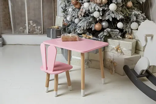 Дитячий прямокутний столик (Рожевий) та стільчик Зайчик (Рожевий) - фото 9