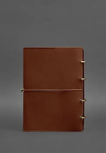 Шкіряний блокнот А4 на кільцях (Софт-бук) 9.0 в м'якій обкладинці світло-коричневий Краст - фото 6