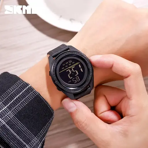 Мужские спортивные часы Skmei 1638 (Черные с черным циферблатом) - фото 6