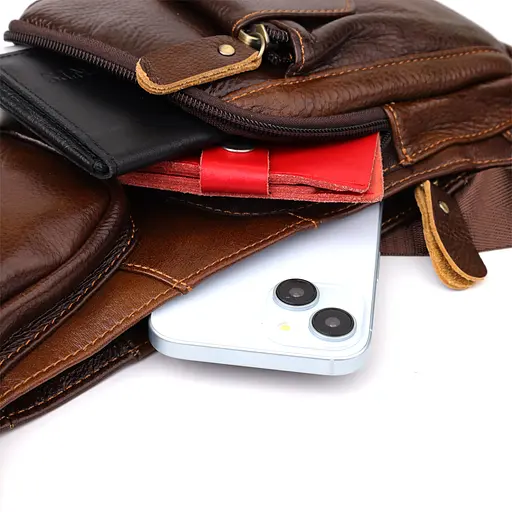 Чоловіча сумка з великою кількістю кишень із натуральної шкіри Vintage 15,5х39х6 см sum0027484 - фото 17