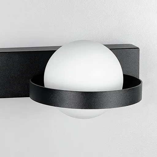 Праве чорне бра на 2 вимикачі з білим плафоном та спотом 40 см Line F Арт. B98/2 R BK (правий) - фото 4