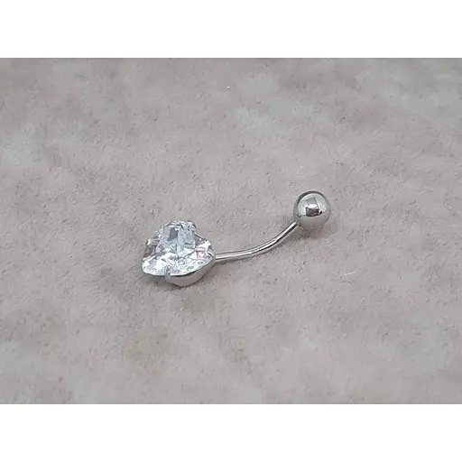 Серебряная серьга для пирсинга пупка Ирий Сердечко с фианитами. 6030 - фото 2