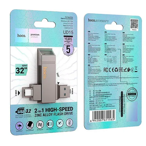 Hoco Clever USB3.2 Type-C Flash Drive (32GB) UD15 |exFAT/FAT32| - фото 2