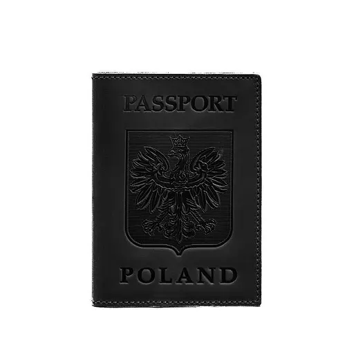 Кожаная обложка для паспорта с польским гербом черная Crazy Horse - фото 6