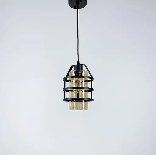 Підвісний світильник у стилі Loft у чорному корпусі Line.F Колір плафона Янтарний - фото 4