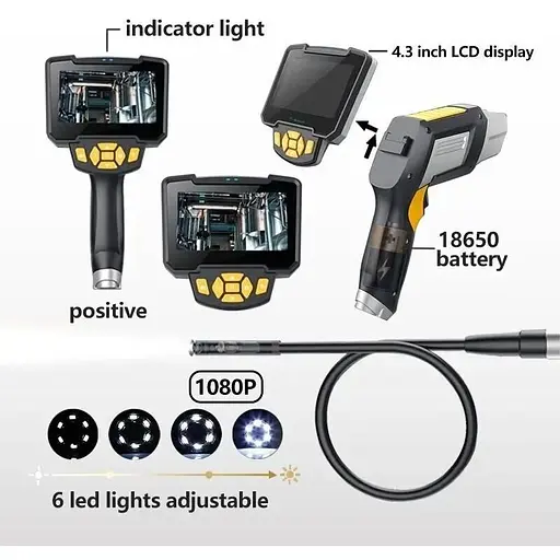 Эндоскоп автомобильный Prostormer SPCC066 технический с 4.3'' дисплеем 8 мм диаметр с записью 1080P 5 метров - фото 6
