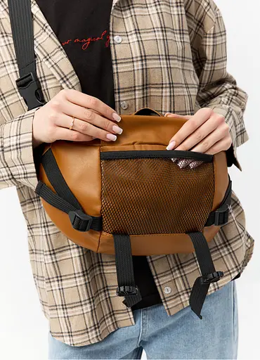 Большая женская поясная сумка бананка Sambag DynamicDart рыжая 38×21×7 см (80411121) - фото 6