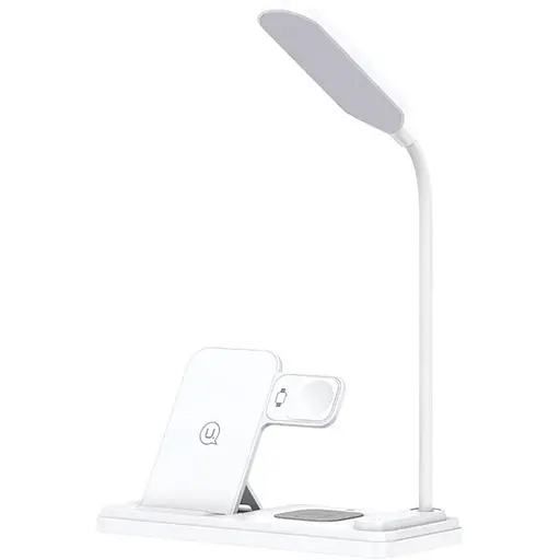 БЗП Usams US-CD195 15W 4in1 Wireless Charging Holder With Table Lamp White - фото 2