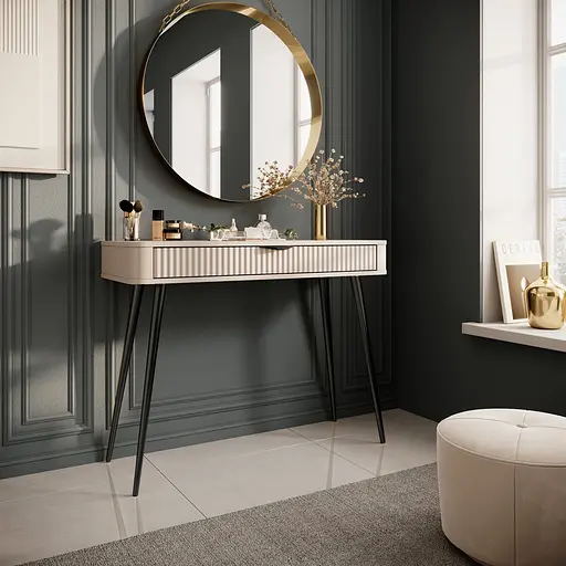 Стіл туалетний Perfect Home Ланте / Lante 1S/100 з 1 шухлядою і чорними ніжками Беж (PFH-091170) - фото 6