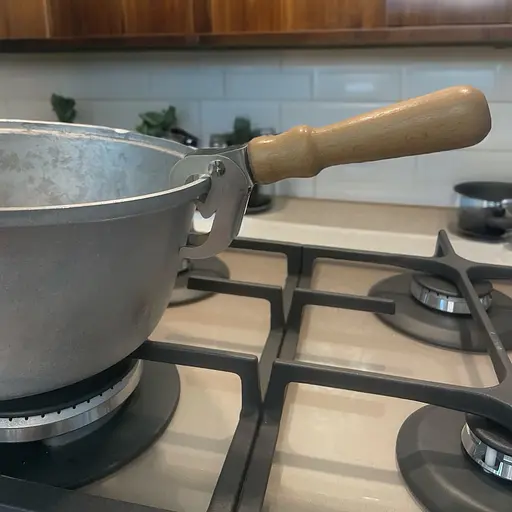 Тримач знімна ручка для сковороди та котла чапельник із нержавіючої сталі з дерев'яною ручкою, Kitchette 86346 - фото 3