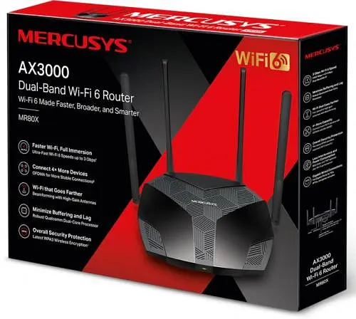 Роутер Mercusys MR80X Wi-Fi 802.11ax, 2976Mb, 3 LAN 10/100/1000Mb, Wi-Fi 6 - фото 4