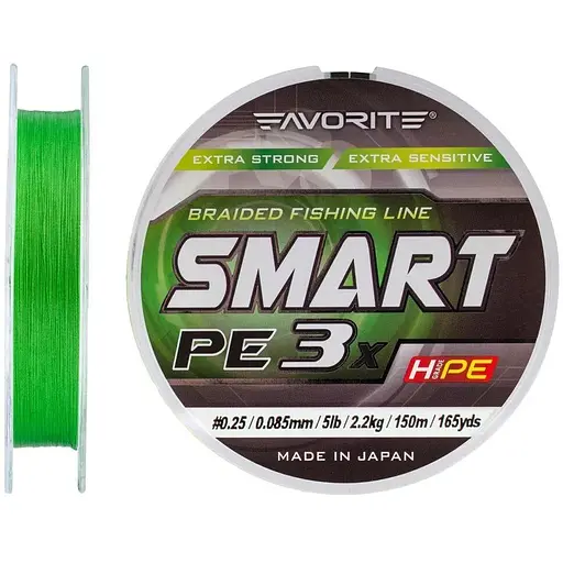 Шнур Favorite Smart PE 3x 150м #0.25/0.085 mm 5lb/2.2 kg Зеленый (1013-1693.10.62)