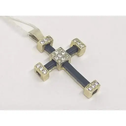 Золотой крестик Гаразд с каучуком и фианитами. 3541757Ж - фото 3