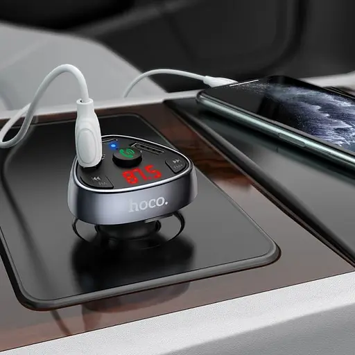 Автомобильный FM-модулятор Hoco E51 + Bluetooth (2USB+PD) - фото 8