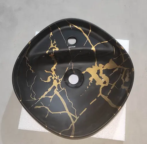 Умивальник накладний Mixxus Premium Wave-0201 marble 430x430x150 мм з отвором під змішувач MP6536, Мармур - фото 8