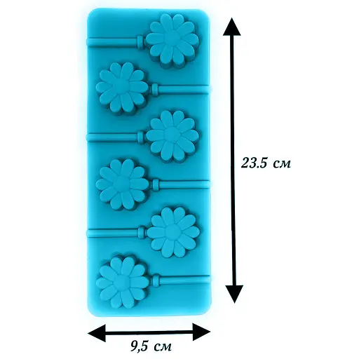 Силиконовая форма для леденцов и конфет на палочке "Цветок", Kitchen Master Бирюзовый 87398 - фото 3