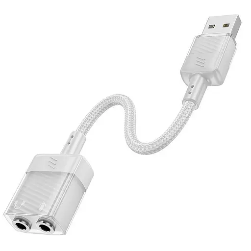 Зовнішня звукова карта Hoco LS37 Spirit 2 in 1 USB to 3.5 мм transparent external for earphones - фото 3