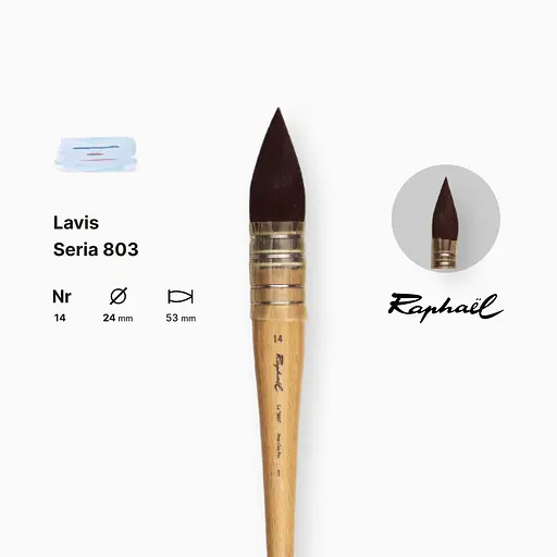 Кисть белка круглая Raphael Lavis, №14, французская вязкая, короткая ручка - фото 2