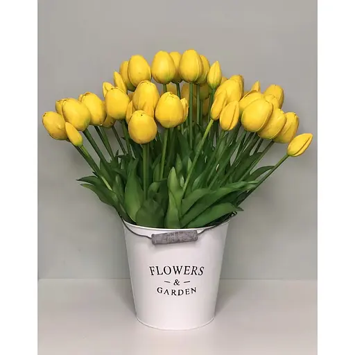 Тюльпани штучні Hvoya Real Touch латексні букет із 5 бутонів жовті - фото 3