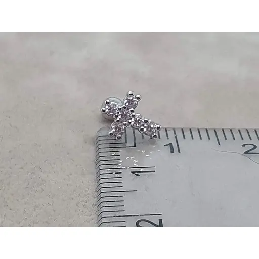 Серебряная серьга для пирсинга хеликса Ирий Крестик с фианитами. 40102ШТ - фото 6