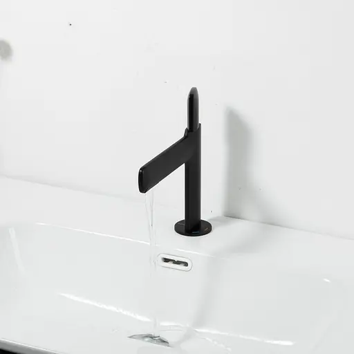 G1052-86 Змішувач для умивальника одноричажний латунний корпус гайка чорний Gappo 1/8 Чорний матовий - фото 2