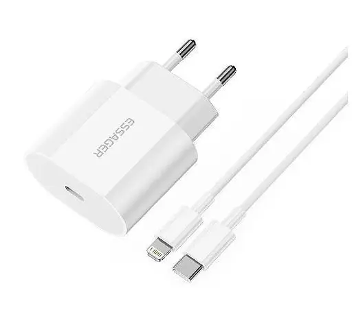 Зарядний комплект - блок і кабель Essager EU 20 W ES-CD30 + lightning білий