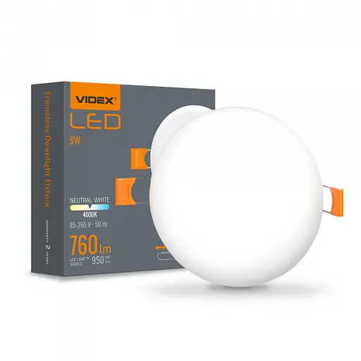 LED светильник безрамный круглый VIDEX VLE-DLFR-094 9W 4000K 220V - фото 1
