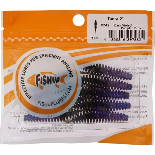 Силикон FishUP Tanta 2" #242 Dark Violet/Pumpkin Brown (9 шт/уп) - фото 2