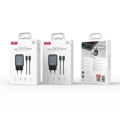 Мережевий зарядний пристрій XO L154(EU) PD20W/QC18W(1A1C) Charger TYPE-C Cable Чорний - фото 2